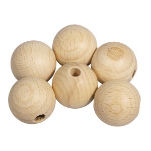 Boules en bois brut, demi-percées, ø25mm