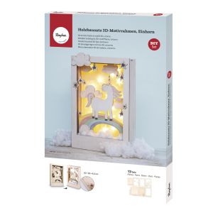 Kit bois cadre motif3D Licorne, FSC 100%