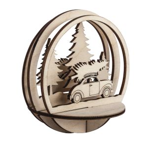 Wood inlay Car+Tree, FSC Mix Credit