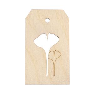 Wood tag Ginkgo leaf, FSC Mix Credit