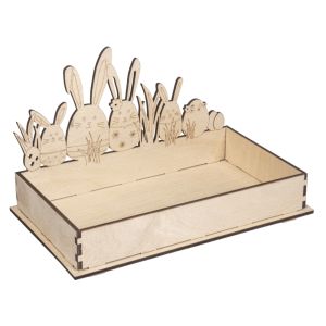 Wood tray Easter bunnies, FSC Mix Credit
