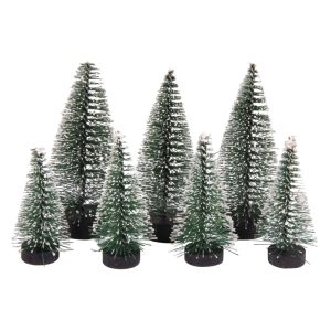 Decorative fir trees, snow-covered