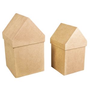 Papier-m.boxes houses, FSC Recycled 100%