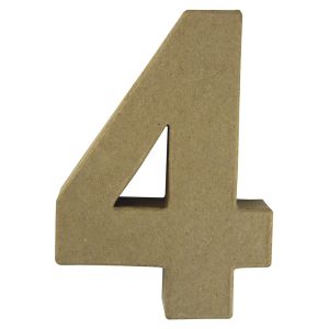 Pappmaché Zahl 4 FSC Recycled 100%