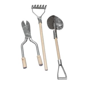Metallic/wooden garden tools
