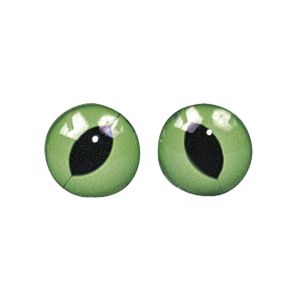 Plastic cats' eyes, green/black 10 mm ø
