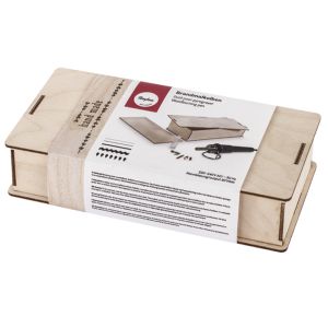 Brandmalkolben in Holzbox