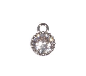 Mini-pendent. en métal strass rond, ø7mm