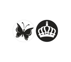 Labels Papillon+couronne, 30mm ø