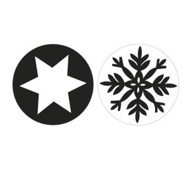 Labels Flocon de neige + Etoile, 30mm ø