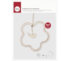 Kit:Fleur de fil av.perles en bois,ø14cm
