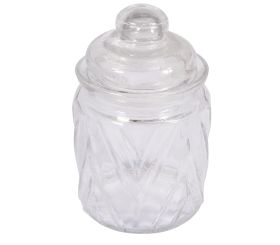 Récip.verre+couvercle verre Chevron,ø8cm