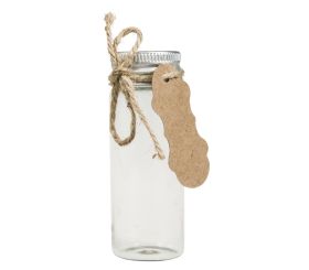 Pot en verre av.couv.à vis en métal,ø3cm
