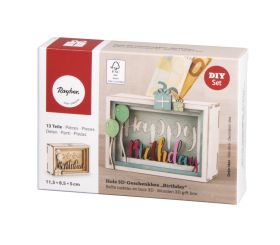 Boîte cadeau en bois 3D, FSC Mix Credit