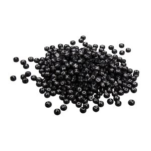 Perles plastiques av. lettres, 6mm ø