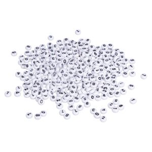 Plastik-Zahlen-Perlen, 6mm ø, weiß