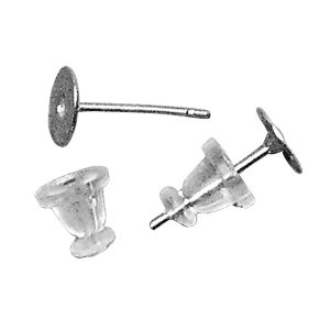 Boucle d'oreille a.plaque + clutch, 6mmø