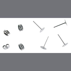 Edelstahl-Ohrstecker m. Platte, 6mm ø