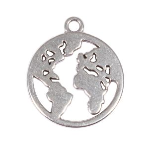 Metallic pendant World map, 18mm ø