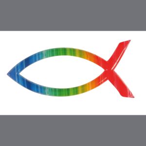 Wachsmotiv christlicher Fisch Regenbogen