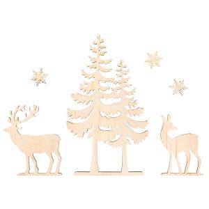 Motifs en bois Arbre et cerf, FSC 100%