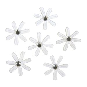 Fleurs en satin av. strass, 1,8cm ø