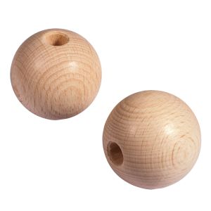 Raw-wood balls, drilled-through, 50mm ø