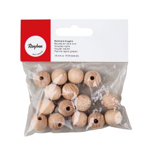 Raw-wood balls, half-drilled, 15mm ø