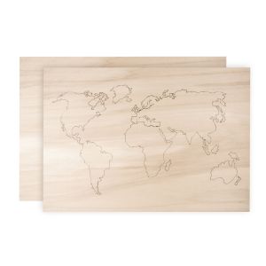 Holz-Weltkarte, 2 Platten, FSC 100%