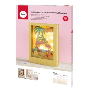 Kit bois cadre motif3D Flamant,FSC 100%