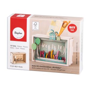 Holz 3D-Geschenkbox, FSC Mix Credit