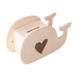 Wooden money box Whale, FSC 100%