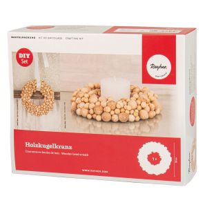 Kit : Couronne en boules de bois, 20cm ø