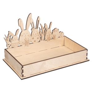 Wood tray Easter bunnies, FSC Mix Credit