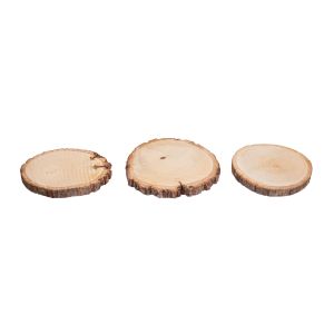 Wood disc, round, natural, 10-12cm ø