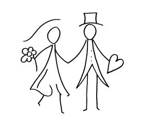 H.- Stempel Strichmännchen Brautpaar kl.