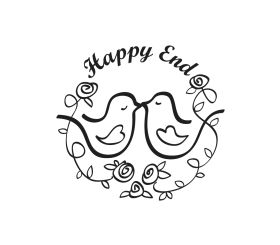 Stempel  Happy End , 3cm ø