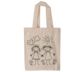 Baumwoll-Tasche, bedruckt, beige