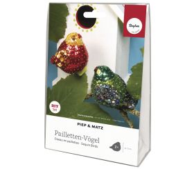 Pailletten Bastelset Vögel Piep&Matz