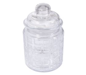glass container w. lid checks, 8cm ø