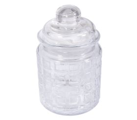 glass container w. lid checks, 8cm ø