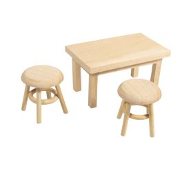 Mini table bois av. 2 tabourets,FSC 100%