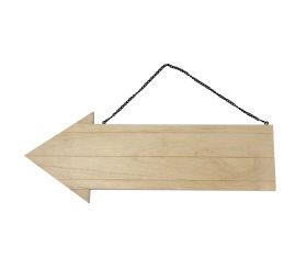 Wooden arrow with metal chain