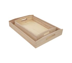Wooden tray set, 2 sizes