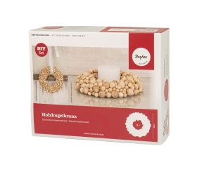 Kit : Couronne en boules de bois, 20cm ø