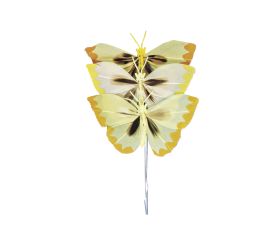 Butterfly of feathers, 6 cm, yellow