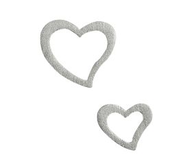 Wooden objects: Hearts, 1,5-4 cm, silver