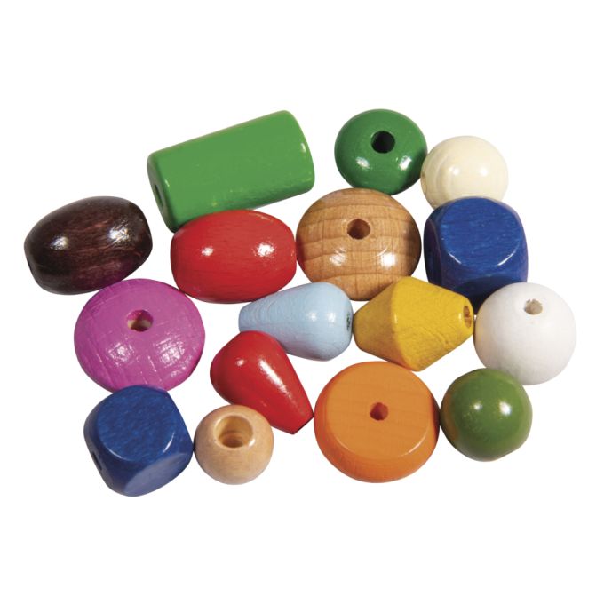 Rayher Holzperlen Bunt - 380g Eimer Mit Speichelfesten Perlen 4-16mm