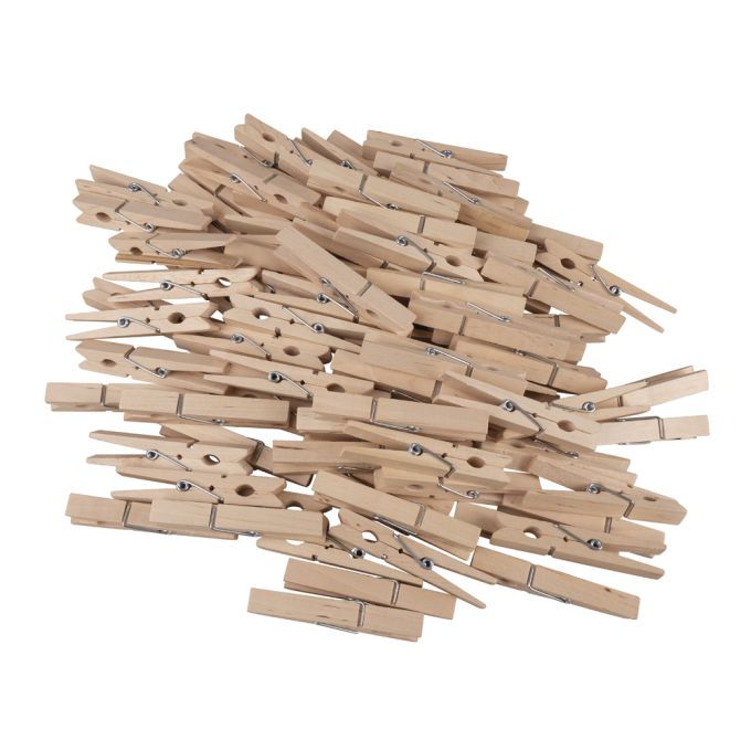 Lot de 24 pinces à linge MSV en bois coloris naturel