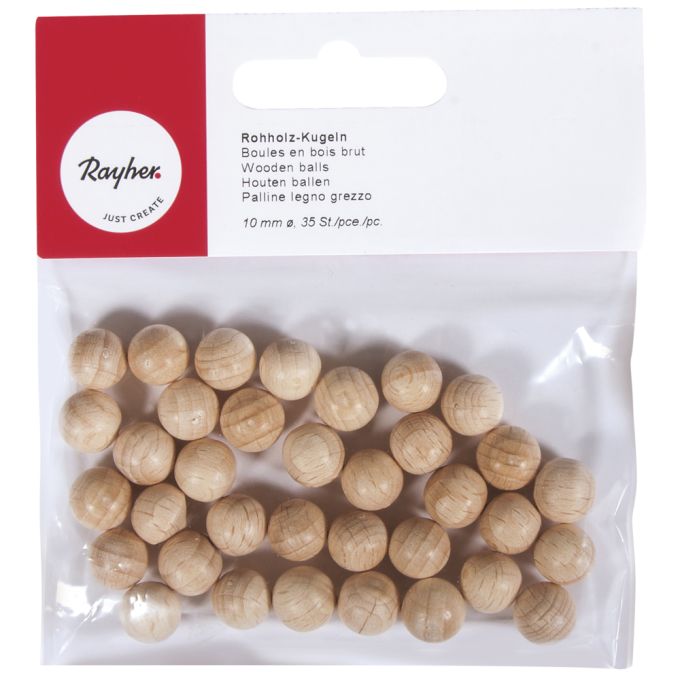 Lot de 5 boules rondes en bois 3,8 cm